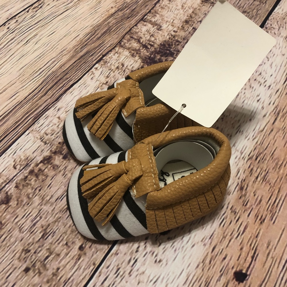 Baby Stripped and Tan Moccasins